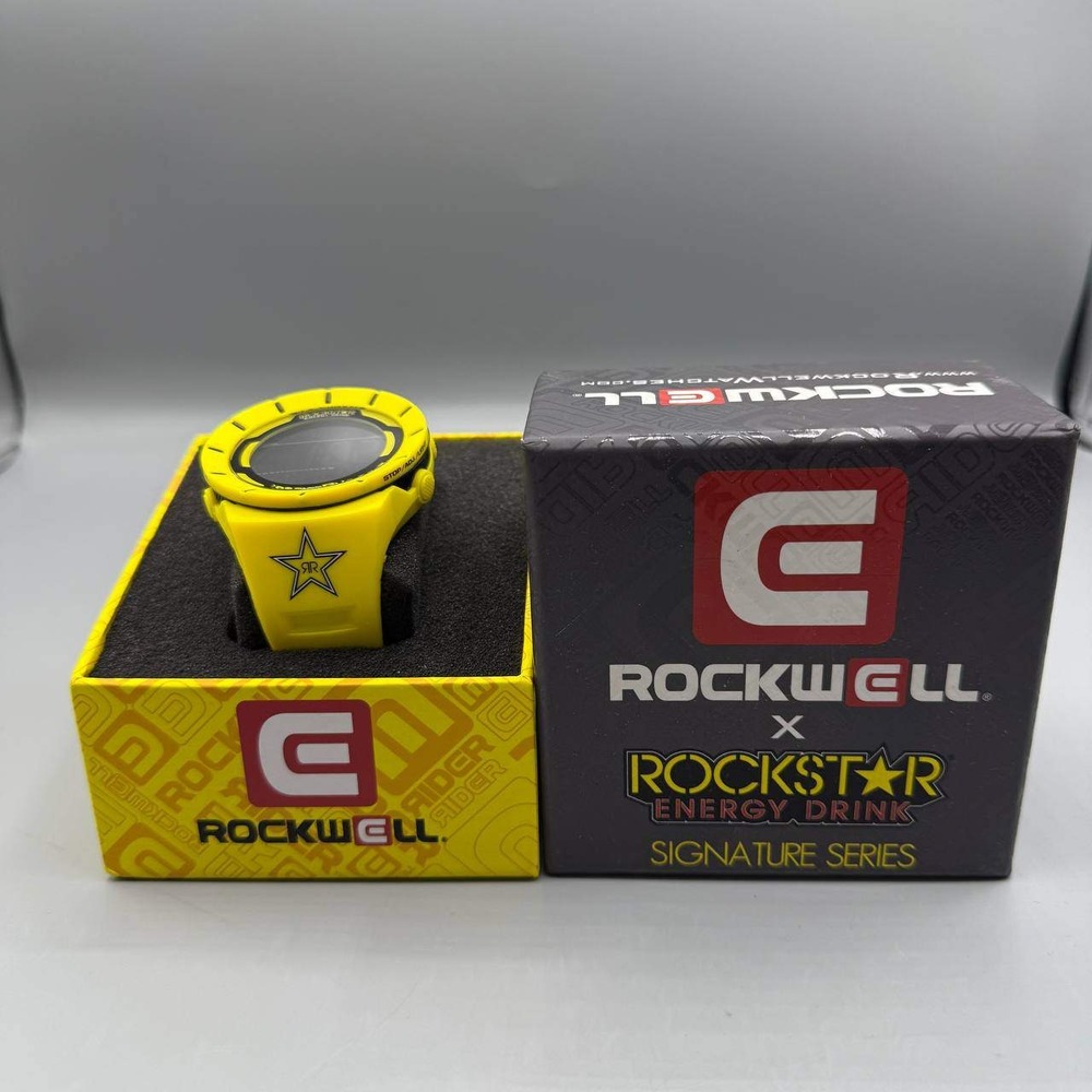 Rockwell x Rockstar Energy Drink Wristwatch‎ Men Yellow Coliseum Rider Digital